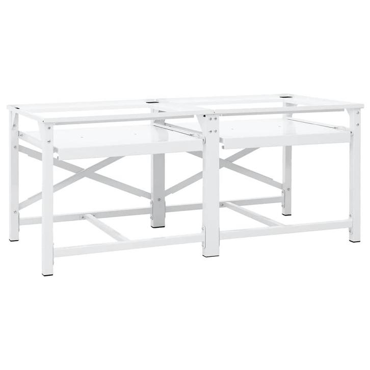 vidaXL Dubbele wasmachine sokkel met uittrekbare planken wit, Elektronische apparatuur, Wasmachines, Nieuw, Verzenden