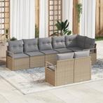 vidaXL 8-delige Tuin Sofa Set met Kussens Beige Poly Rattan, Tuin en Terras, Verzenden, Nieuw