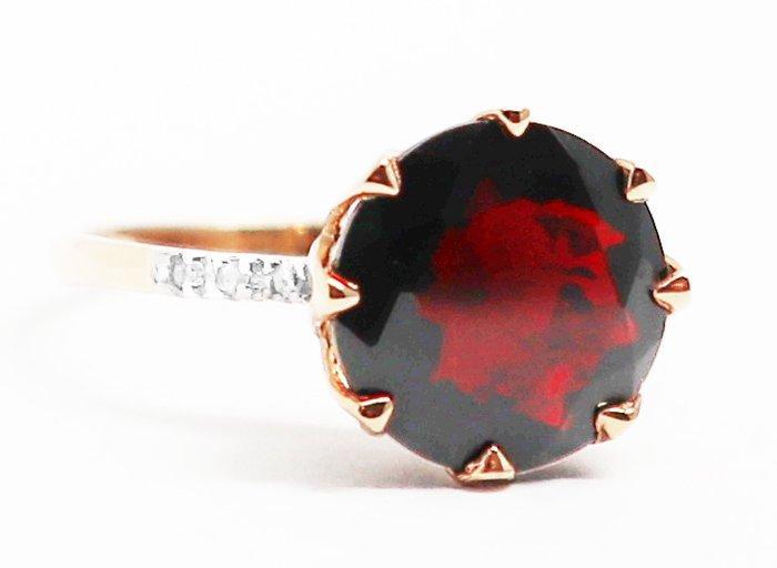 Zonder Minimumprijs - Ring - 14 karaat Geel goud Granaat -, Handtassen en Accessoires, Ringen