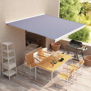 vidaXL Luifeldoek 500x300 cm canvas blauw en wit, Tuin en Terras, Zonneschermen, Verzenden, Nieuw