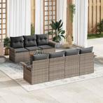 vidaXL Tuinbank Set 8 pcs Grijs Poly rattan, Verzenden, Nieuw