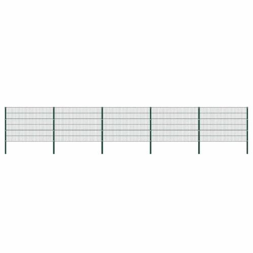 vidaXL Schuttingpaneel met palen ijzer 867x120 cm groen, Tuin en Terras, Tuinhekken en Hekwerk, Nieuw, Verzenden