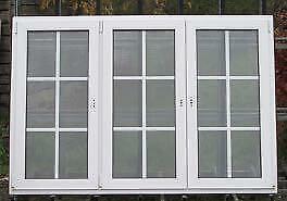 pvc raam , chassis van 206 x 140  wit / gouden eik, Bricolage & Construction, Châssis & Portes coulissantes