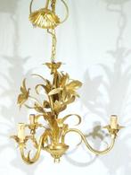 Lustre - Fer forgé - feuille dor dorée, Antiek en Kunst