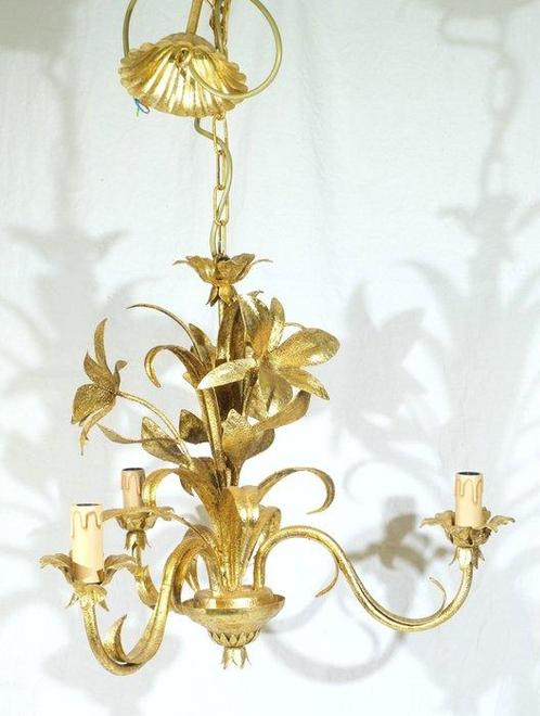 Lustre - Fer forgé - feuille dor dorée, Antiek en Kunst, Curiosa en Brocante