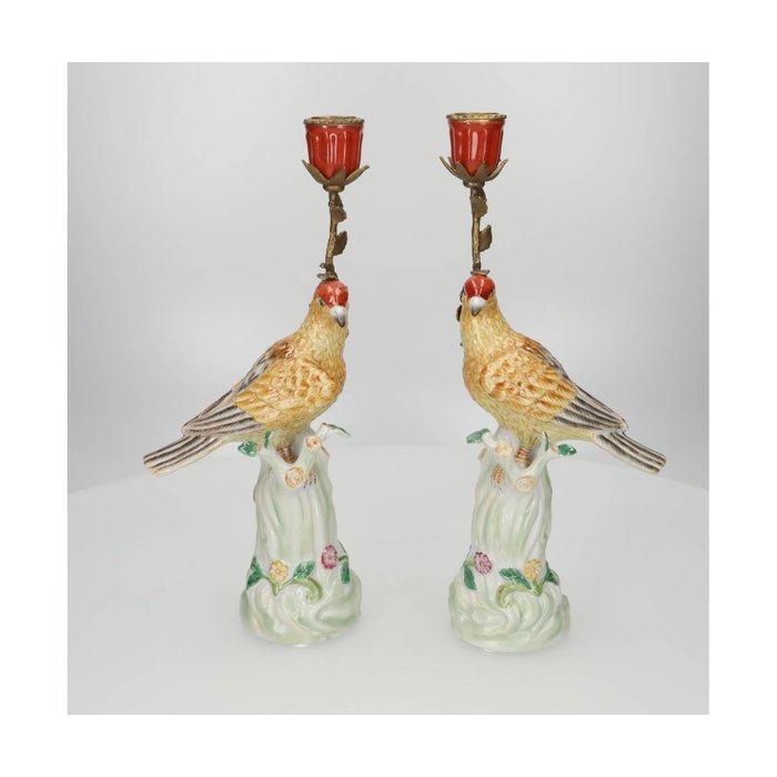 Kaarsenhouder (2) - Brons, Porselein - Luxe set, Antiquités & Art, Art | Objets design