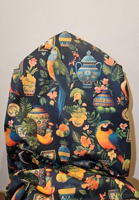 600x140cm! Exclusieve Boheemse stof met papegaaien -, Antiquités & Art, Tapis & Textile