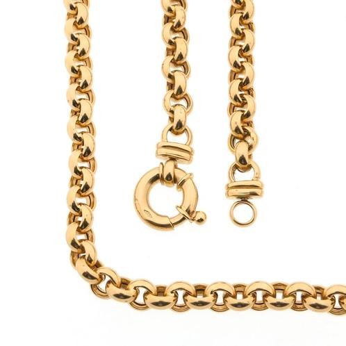 Gouden jasseron schakel ketting | 45,5 cm, Handtassen en Accessoires, Kettingen, Overige kleuren, Gebruikt, Goud, Ophalen of Verzenden