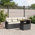 vidaXL 5-delige Loungeset met kussens poly rattan zwart, Tuin en Terras, Verzenden, Nieuw, Loungeset