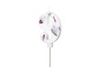 Birthday Candle Number 9, White with Flower Petals, 8 cm, Verzenden, Nieuw