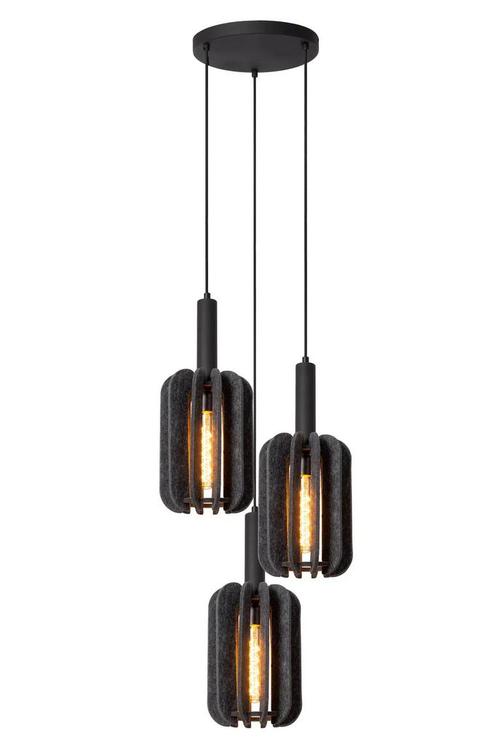 Hanglamp Lucide RAFAL -  - Ø 50 cm - 3xE27 - Grijs, Maison & Meubles, Lampes | Suspensions, Envoi
