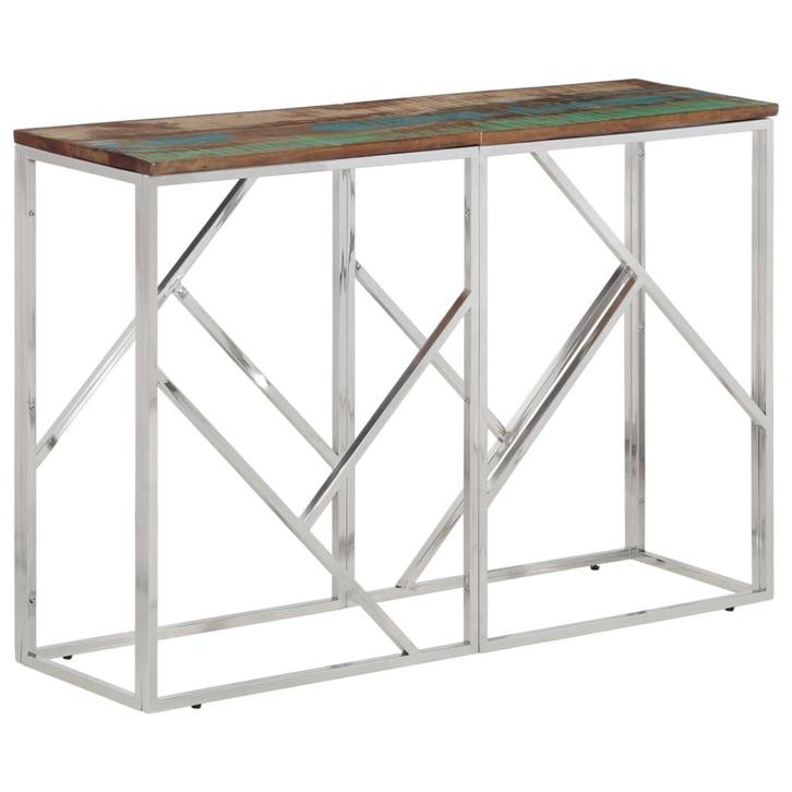 vidaXL Wandtafel roestvrij staal en massief gerecycled hout, Huis en Inrichting, Tafels | Bijzettafels, Nieuw, Verzenden