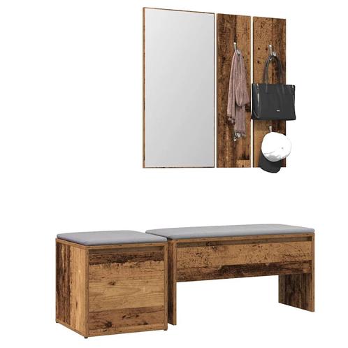 vidaXL Halmeubelset bewerkt hout oud houtkleurig, Huis en Inrichting, Overige Huis en Inrichting, Nieuw, Verzenden