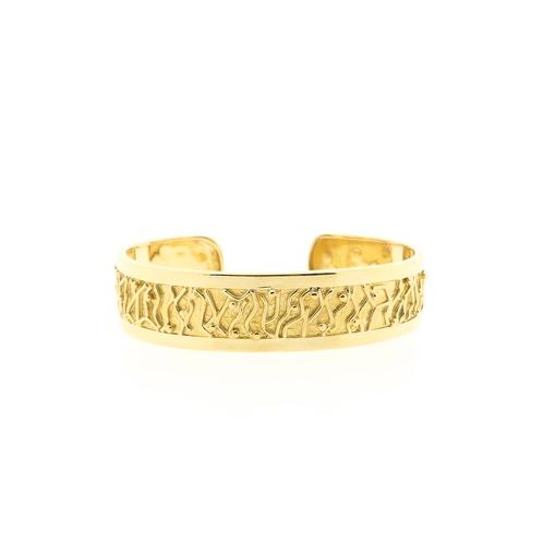 Gouden vintage brede slavenarmband met gravures | Ø 60 mm, Handtassen en Accessoires, Armbanden, Overige kleuren, Gebruikt, Goud
