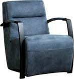Blauwe leren industriële stalen fauteuil - Kenia Leer Denim, Nieuw, Modern, Leer, Ophalen of Verzenden