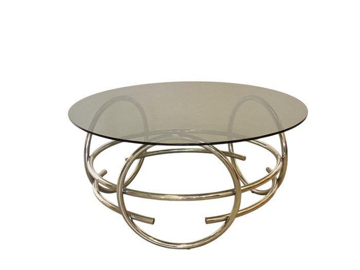 Salontafel - Staal, Glas, Metaal - Geometrische structuur, Antiquités & Art, Art | Objets design