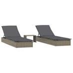 Ligbedden Set Grijs Rattan | Retour Deal | 42% Korting, Verzenden, Nieuw, Rotan, Verstelbaar