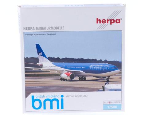 Schaal 1:500 Herpa 508490 mbmi - british midland Airbus A..., Hobby en Vrije tijd, Modelbouw | Vliegtuigen en Helikopters, Zo goed als nieuw