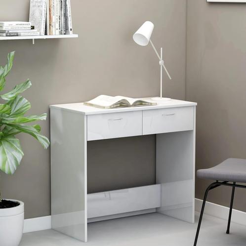 vidaXL Bureau 80x40x75 cm bewerkt hout hoogglans wit, Huis en Inrichting, Bureaus, Nieuw, Verzenden