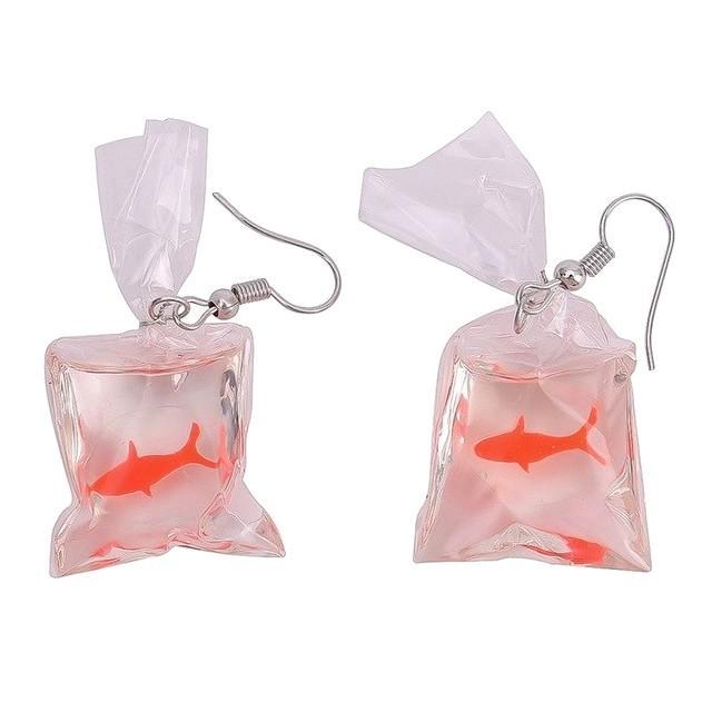 Fako Bijoux - Oorbellen - Goudvis In Een Zakje - Oranje, Bijoux, Sacs & Beauté, Boucles d'oreilles, Envoi