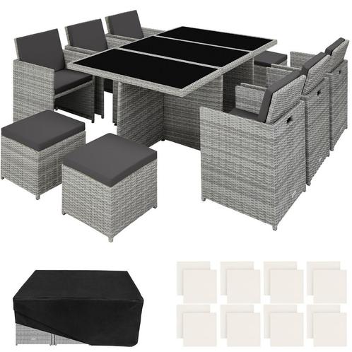 tectake Wicker zitgroep New York 6+4+1 met aluminium frame e, Tuin en Terras, Tuinsets en Loungesets, Verzenden