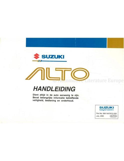 2000 SUZUKI ALTO INSTRUCTIEBOEKJE NEDERLANDS, Auto diversen, Handleidingen en Instructieboekjes