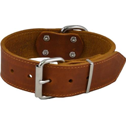 J&V Vetlederen halsband cognac 10mmx25cm, Dieren en Toebehoren, Hondenhalsbanden en Penningen, Nieuw