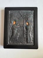 Icoon - Annunciatie - Zilver, Hout, Antiquités & Art, Antiquités | Livres & Manuscrits