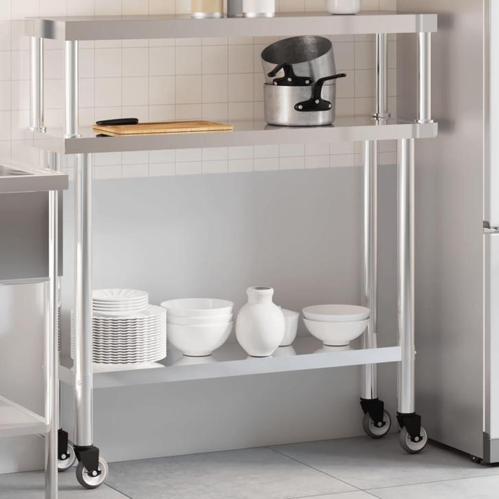 vidaXL Keukenwerktafel met bovenschap 110x30x120 cm, Zakelijke goederen, Horeca | Overige, Verzenden