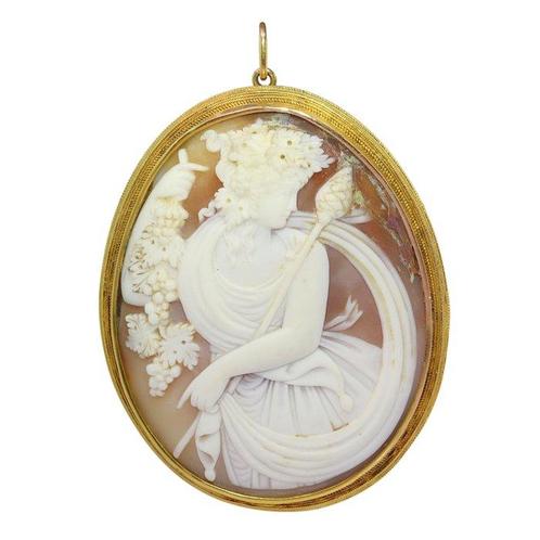 Broche - 18 karaat Geel goud - Camee, Victoriaans 1850, Handtassen en Accessoires, Antieke sieraden