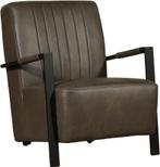 Leren design fauteuil - Echt leer, Industrieel, Comfortabel, Ophalen of Verzenden