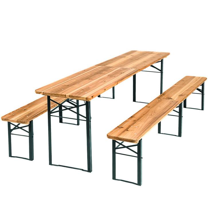 tectake Biertafelset Rolf 3-delig, inklapbaar - bruin, Huis en Inrichting, Stoelen, Verzenden