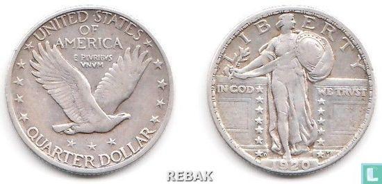 Verenigde Staten ¼ dollar 1920 (D), Postzegels en Munten, Munten | Amerika, Losse munt, Goud, Zilver, Verzenden