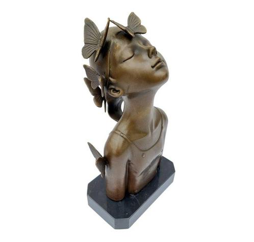 sculptuur, Butterfly girl - 30 cm - Brons, Marmer, Antiek en Kunst, Kunst | Designobjecten