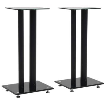 vidaXL Speakerstandaarden zuil-ontwerp gehard glas zwart 2, Verzenden