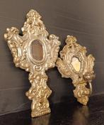 (h. 31 and 18cm) - Lijst (2) - Hout, Verzilverd, Messing -, Antiek en Kunst