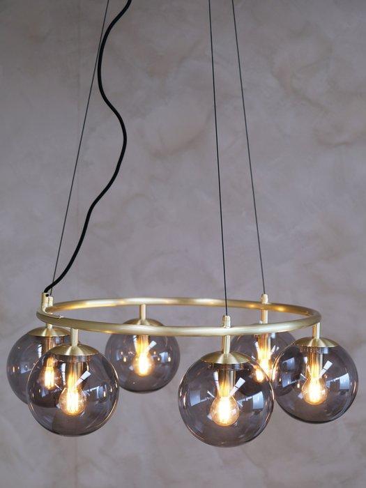 Dyberg Larsen - Plafondlamp - Como Chandelier - messing/rook, Antiquités & Art, Antiquités | Éclairage