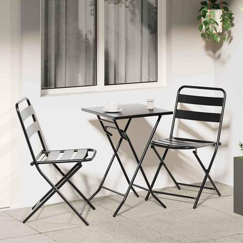 vidaXL Bistroset 3 pcs Antraciet Staal, Tuin en Terras, Tuinsets en Loungesets, Nieuw, Verzenden