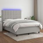 vidaXL Boxspring met matras en LED stof lichtgrijs 140x200, Verzenden, Nieuw