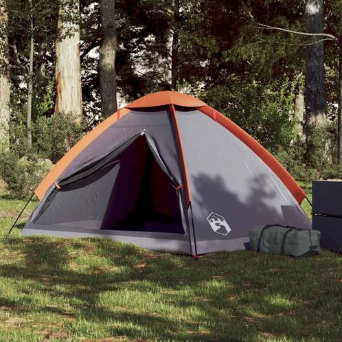 vidaXL Koepeltent 2-persoons waterdicht grijs en oranje, Caravans en Kamperen, Tenten, Nieuw, Verzenden