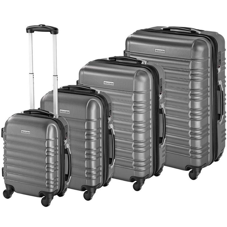 tectake Kofferset 4-delig met harde schaal - grijs, Handtassen en Accessoires, Uiterlijk | Cosmetica en Make-up, Verzenden