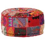 vidaXL Poef patchwork rond handgemaakt 40x20 cm katoen rood, Huis en Inrichting, Zetels | Voetbanken en poefs, Verzenden, Nieuw