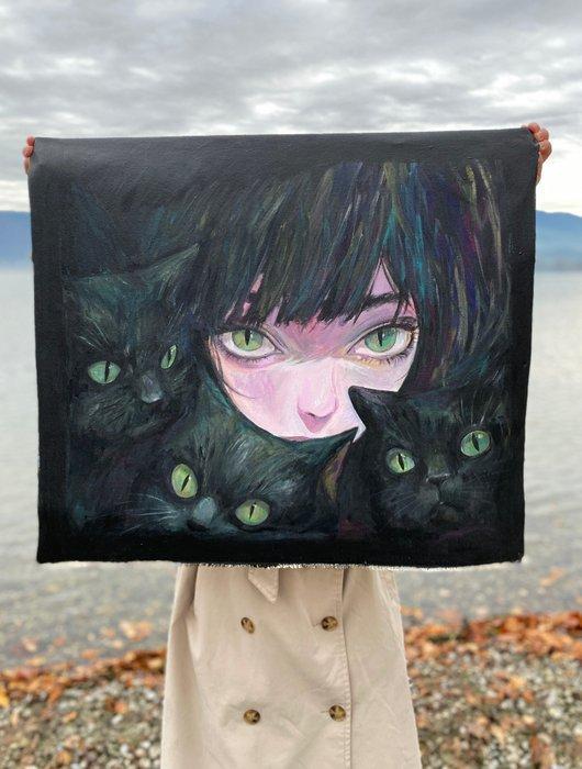 Roger Haus -  - Four Cats, Antiek en Kunst, Kunst | Designobjecten