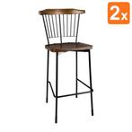 Barkrukken | SCANDI | Hout/Staal | Houtlook | Zwart Frame |, Verzenden, Nieuw in verpakking