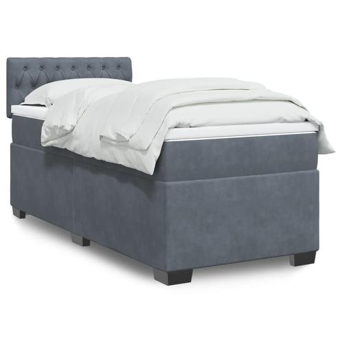 vidaXL Boxspring met matras fluweel donkergrijs 1-persoons, Huis en Inrichting, Slaapkamer | Bedden, Nieuw, Verzenden