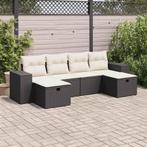 vidaXL 6-delige Loungeset met kussens poly rattan zwart, Verzenden, Nieuw, Loungeset