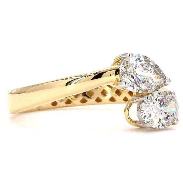 Verlovingsring - 14 karaat Geel goud - 1.04ct. tw. Diamant, Bijoux, Sacs & Beauté, Bijoux anciens