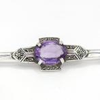 Argent, Argent sterling 925 Améthyste & Marcasite - Broche -
