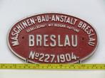 EisenbahnSchild Maschinen-Bau Anstalt Breslau No 227.1904, Ophalen of Verzenden, Overige typen