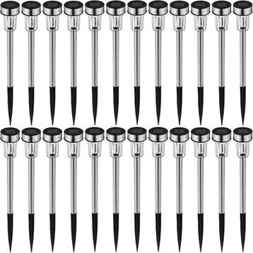 tectake 24 LED Solar lampen - zilver, Verzenden